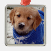 Golden retriever-Welpe Ornament Aus Metall (Vorne)