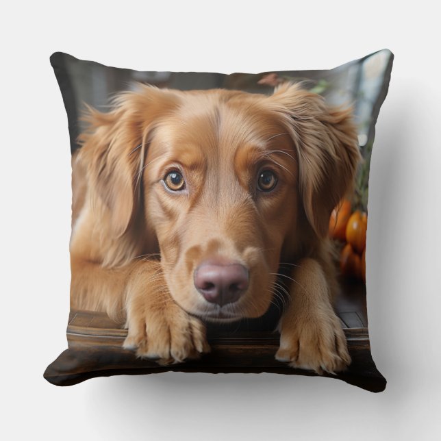 Golden Retriever Welpe Pose Kissen (Vorderseite)