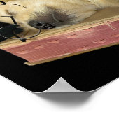 Golden Retriever Welpe schlafen im Buch Poster (Ecke)