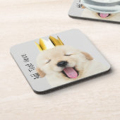 Golden Retriever Welpe Schlaflosigkeit in Goldkron Getränkeuntersetzer (Linke Seite)