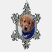 Golden retriever-Welpe Schneeflocken Zinn-Ornament (Links)