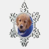 Golden retriever-Welpe Schneeflocken Zinn-Ornament (Rechts)