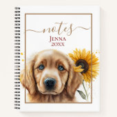 Golden Retriever Welpe Sonnenblume Personalisiert Notizblock (Vorderseite)