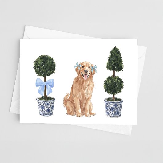 Golden Retriever Welpe Topiary Watercolor Karte