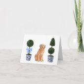 Golden Retriever Welpe Topiary Watercolor Karte (Vorderseite)