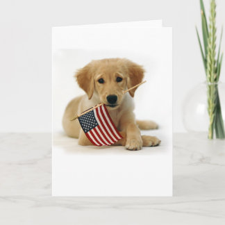 Golden retriever-Welpe und Flagge Karte