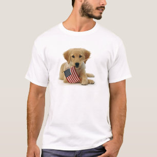 Golden retriever-Welpe und Flagge T-Shirt
