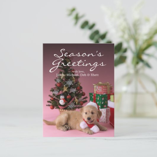 Golden retriever-Welpe und Weihnachten 3 (Stehend Vorderseite)