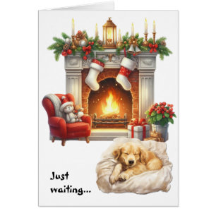 Golden Retriever Welpe wartet auf Weihnachten