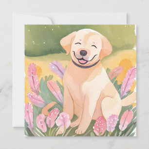 Golden Retriever Welpe Wasserfarben gemalte Kart