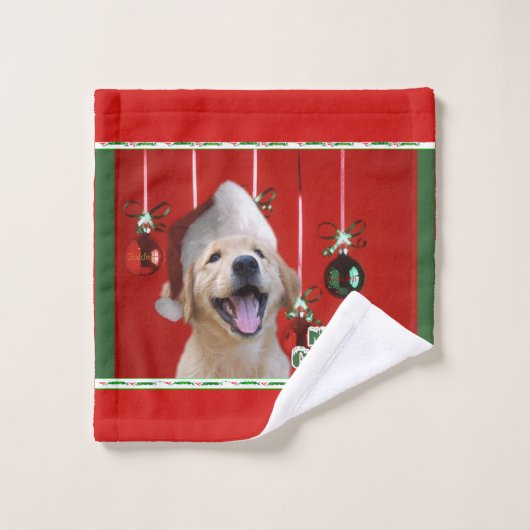 Golden Retriever Welpe Weihnachten Badhandtuch Set (Waschlappen)