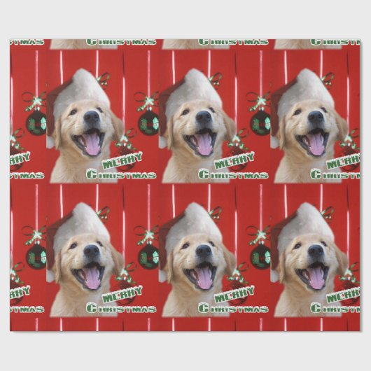 Golden Retriever Welpe Weihnachten Geschenkpapier (Flach)