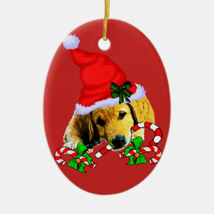 Golden Retriever Welpe Weihnachten Keramik Ornament