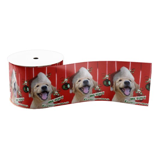 Golden Retriever Welpe Weihnachten Ripsband (Spule)
