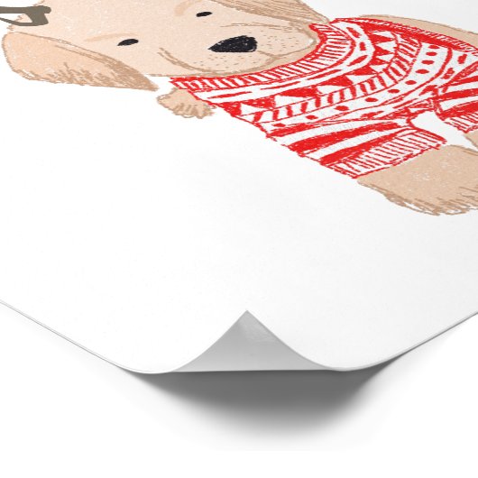 Golden Retriever Welpe Weihnachts Sweater Antler Poster (Ecke)