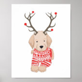 Golden Retriever Welpe Weihnachts Sweater Antler Poster (Vorne)