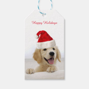 Golden Retriever Welpe Weihnachtsgeschenk Tag Geschenkanhänger