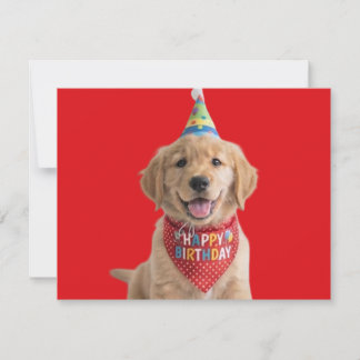 Golden Retriever Welpe wünscht alles Gute zum Gebu Karte