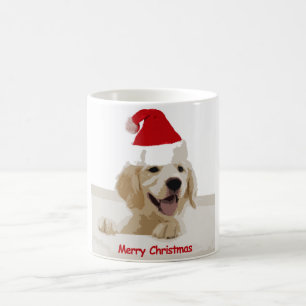 Golden Retriever Welpe wünscht frohe Weihnachts-Ta Kaffeetasse