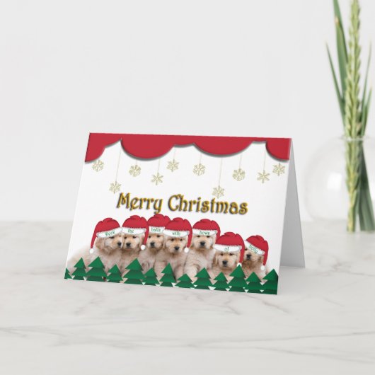 Golden Retriever Welpen Feiertagskarte (Vorderseite)