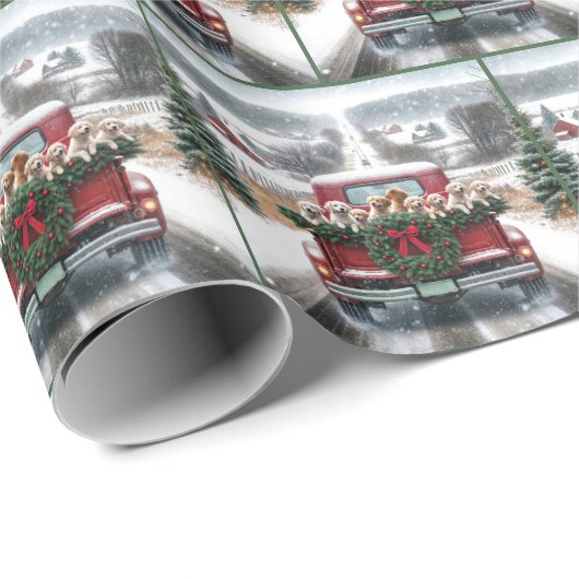 Golden Retriever Welpen Geschenkpapier (Rolleneckpunkt)