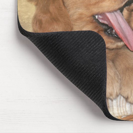 Golden Retriever Welpen im Korb Mousepad (Ecke)