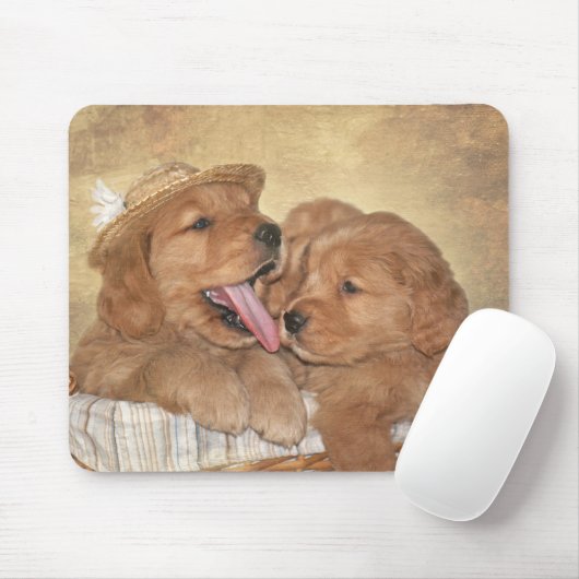 Golden Retriever Welpen im Korb Mousepad (Mit Mouse)