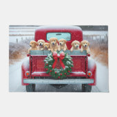 Golden Retriever Welpen im Red Christmas LKW Fußmatte (Vorderseite)