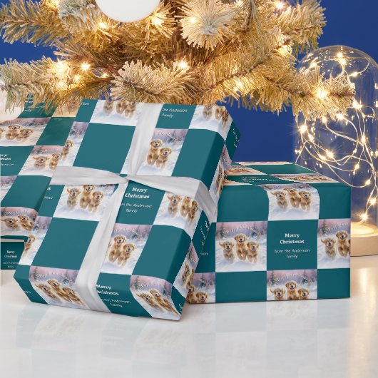 Golden Retriever Welpen im Schnee Welpen Weihnacht Geschenkpapier (Feiertage)