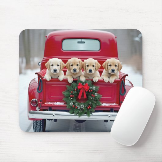 Golden Retriever Welpen im Weihnachtsverkehr Mousepad (Mit Mouse)