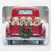 Golden Retriever Welpen im Weihnachtsverkehr Mousepad (Vorne)