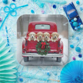 Golden Retriever Welpen im Weihnachtsverkehr Pappteller (Party)