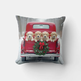 Golden Retriever Welpen in Red Truck Kissen