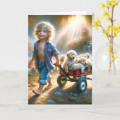 Golden Retriever Welpen in Wagens Karte (Gelbe Blume)