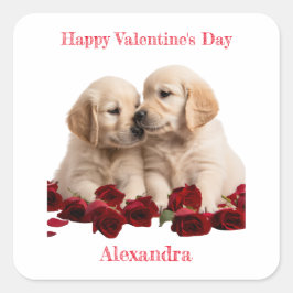 Golden Retriever Welpen Küssen Valentine Sticker
