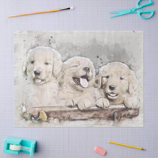 Golden Retriever Welpen Seidenpapier (Basteln)