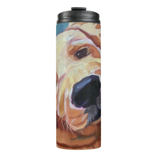 Golden retriever-Welpen-Trommel Thermosbecher (Vorderseite)