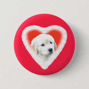 Golden retriever-Welpen-Valentinsgruß-Geschenke Button