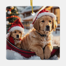 Golden Retriever Welpen Weihnachten Keramikornament