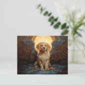 Golden Retriever Welpengel Postkarte (Stehend Vorderseite)