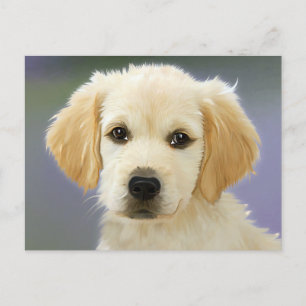 Golden Retriever Welpenhund Gemalte Postkarte