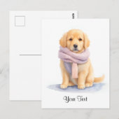 Golden Retriever Welpenhund personalisiert Postkarte (Vorne/Hinten)