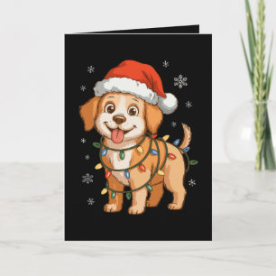 Golden Retriever Welpenhund Weihnachtsmann Hut Wei Karte