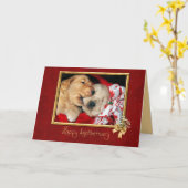 Golden Retriever Welpenjubiläum Liebe Karte (Gelbe Blume)