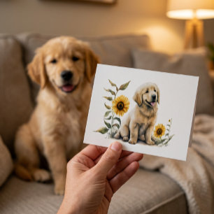 Golden Retriever Welpenliebhaber Sonnenblume Danke