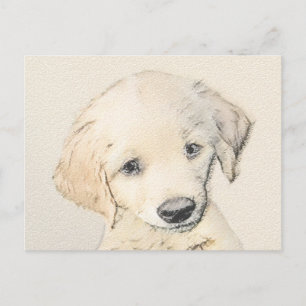Golden-Retriever-Welpenmalerei - Originale Hundeku Postkarte