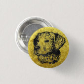 Golden Retriever Welpenportrait in Schwarz und Gol Button (Vorne & Hinten)
