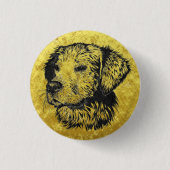 Golden Retriever Welpenportrait in Schwarz und Gol Button (Vorderseite)