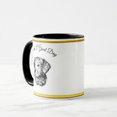 Golden Retriever Welpenportrait mit Goldfolie Tasse (Vorderseite Links)