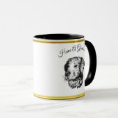 Golden Retriever Welpenportrait mit Goldfolie Tasse (VorderseiteRechts)